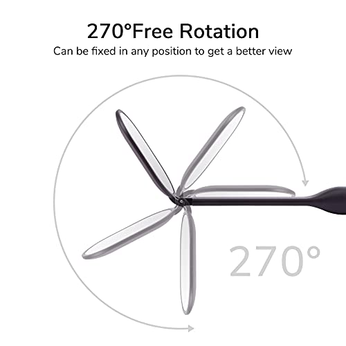 Miuffue Foldable Lash Mirror for Eyelash Extensions, 270° Rotating Black