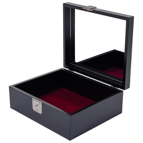 February Mountain Korean Mother of Pearl Crane Jewelry Box - Handmade Lacquer Keepsake with Mirror - Elegant Gift for Women & Men