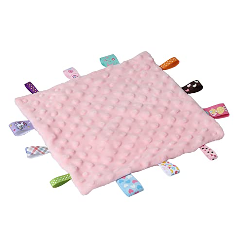 CREVENT Purple+Pink Tag Baby Security Blanket 10''x10'' - Soft Lovey Comforter