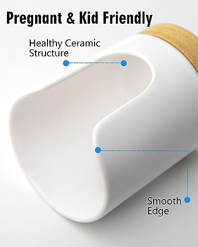 Viosuniu Ceramic Bathroom Mouthwash Cup Holder - White, 3 oz Dispenser