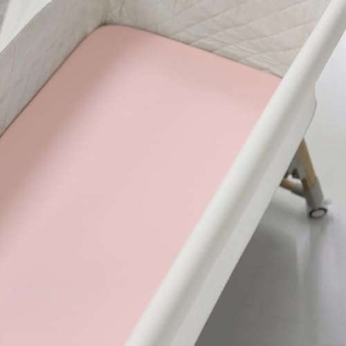 100% Natural Cotton Fitted Cradle/Bassinet Sheet - Baby Pink, 36" x 18"