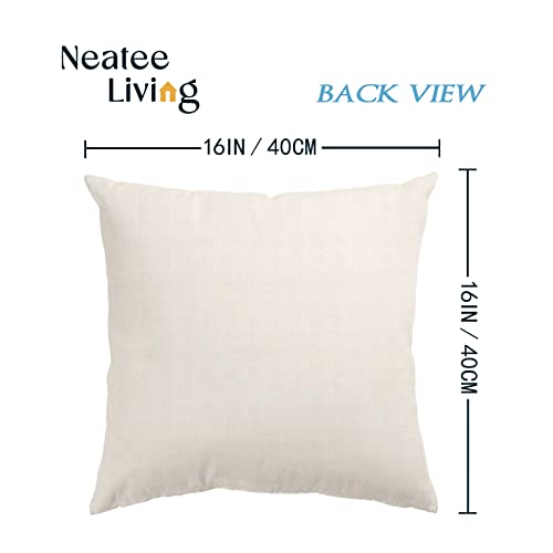 Daisy Throw Pillow Covers Set of 4 | 16x16 Cotton Linen Cushions for Summer Decor