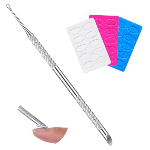 Eldraqth Loop Metal Cuticle Pusher and Prep Tool with Sandpaper Sheets