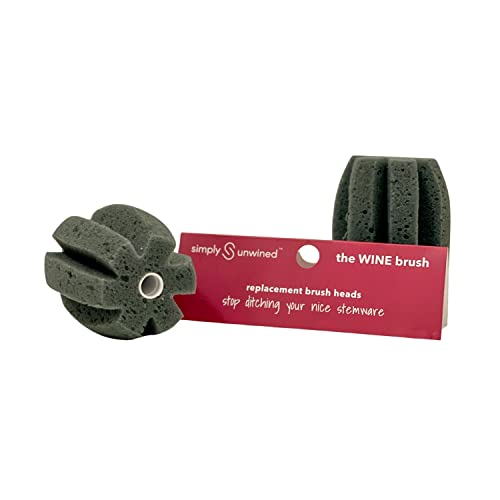 Replacement Sponge Heads for Wine Glass Cleaning Brush - 2 Pack