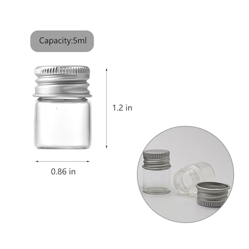 4-Pack 5ml Mini Glass Jars with Aluminum Screw Caps for Crafts & Storage