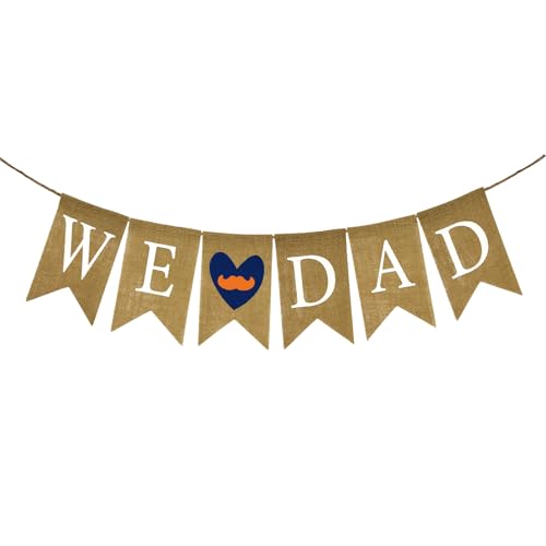 Rustic Happy Father's Day Burlap Banner - We Love Dad Decor