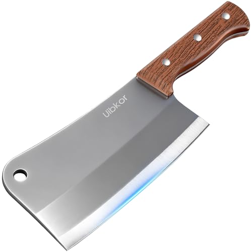 Uibkor 7-Inch Meat Cleaver - Heavy Duty Stainless Steel Butcher Knife