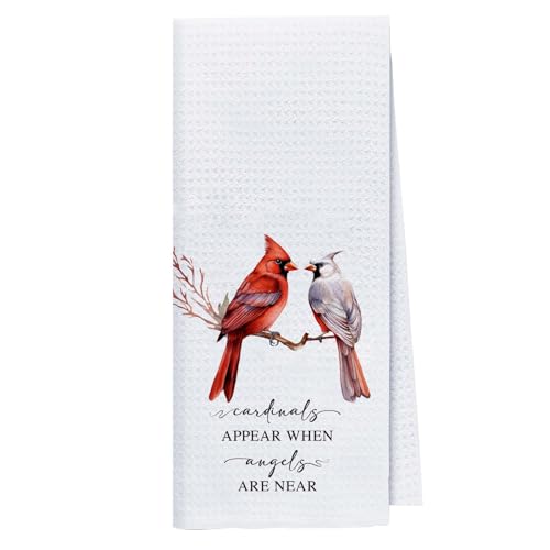 Love Bird Cardinal Quote Hand Towel - Decorative Waffle Weave Dish Towel
