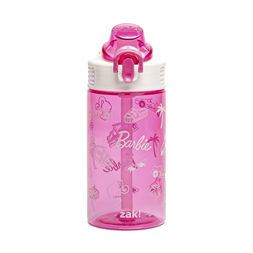 Zak Designs Barbie Kids 16oz Leak-Proof Water Bottle - BPA-Free, Dishwasher Safe