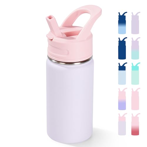 Fijinhom 12oz Kids Water Bottle with Straw - Leak-Proof Stainless Steel
