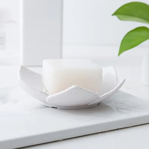 2-Pack Silicone Lotus Soap Holder with Drainage - White and Pink