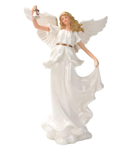 Praying Angel Sculpture with LED Light - 12.9-Inch Porcelain Guardian Figurine Christmas Decor