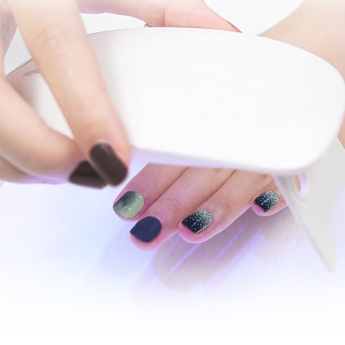 WOKOTO Semi-Cured Black Gradient Gel Nail Strips - 16 Pcs UV Wraps