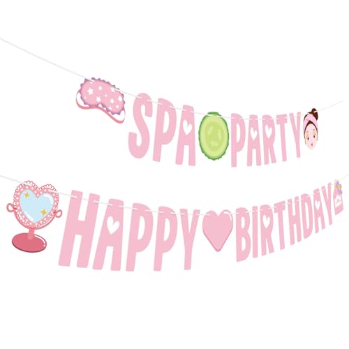 Pink Spa Birthday Banner - Spa Party Decorations for Girls
