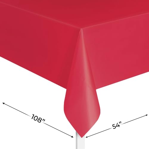 Red Rectangular Plastic Table Cover - 54" x 108" for Events