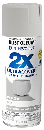 Rust-Oleum Painter's Touch 2X Spray Paint, 12oz Satin Stone Gray
