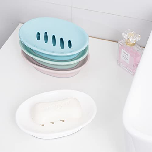 White Soap Holder Storage Rack 2-Pack with Drain for Shower