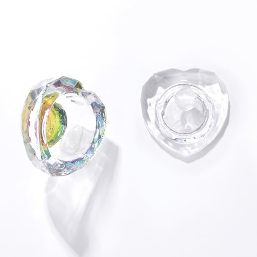Glass Nail Dappen Dish with Lid Heart Shape Acrylic Liquid Powder Cup