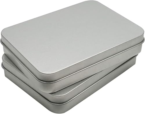Hinged Tin Storage Containers - 2 Pack, 4.5x3.3 Inch Metal Tins