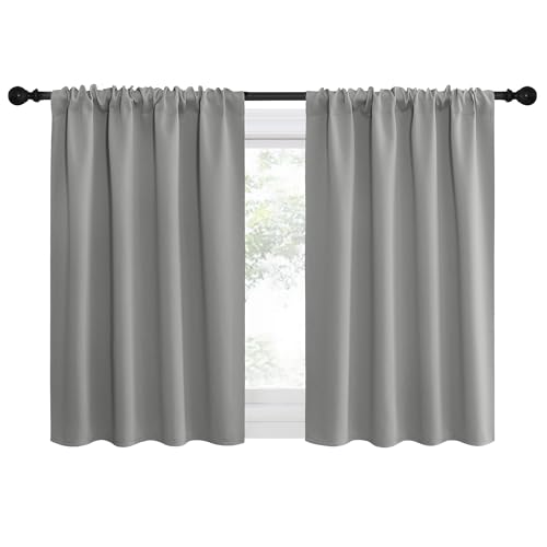 NICETOWN Silver Grey Blackout Curtains 42" x 30" - Rod Pocket, 2 Panels