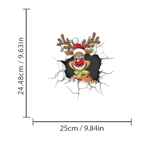 Reindeer Christmas Peeking Car Decal Double-Sided Sticker for SUV Window