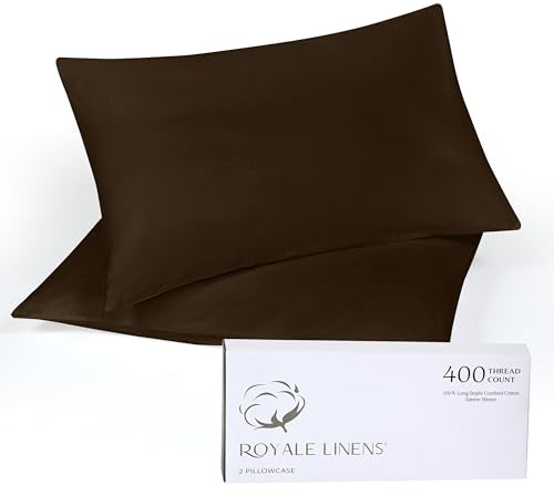 Royale Linens 400 Thread Count Cotton Queen Pillowcase Set - Hazel Nut