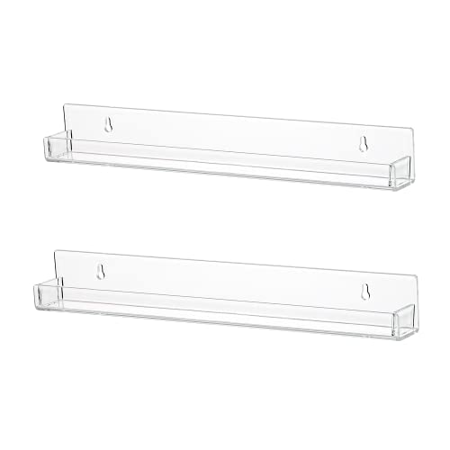 LikeU Clear Acrylic Nail Polish Wall Rack - 2 Pack Floating Shelves
