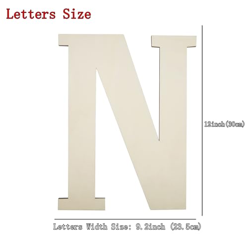 SMANTA 12 Inch Unfinished Wooden Letter N Large Blank Wood Sign for DIY Crafts and Party Decor