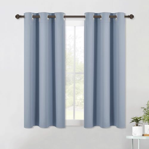 NICETOWN Vintage Blue Blackout Curtains, 34"x40", Set of 2 - Thermal Insulated Light Blocking Drapes