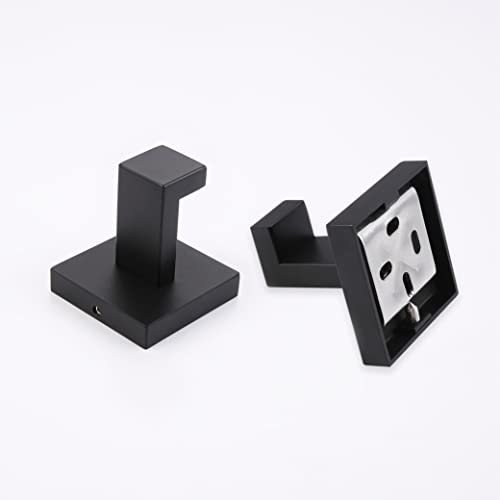 Matte Black Bathroom Towel Hooks - 2 Pack Stainless Steel Robe Hooks