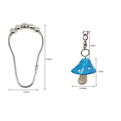 Stainless Steel Mushroom Shower Curtain Hooks - 12-Pack