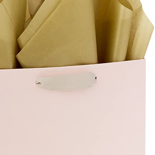 Hallmark Signature Studio 7.7-Inch Square Birthday Gift Bag with Tissue Paper - Blush Pink & Gold Foil, Pack of 1