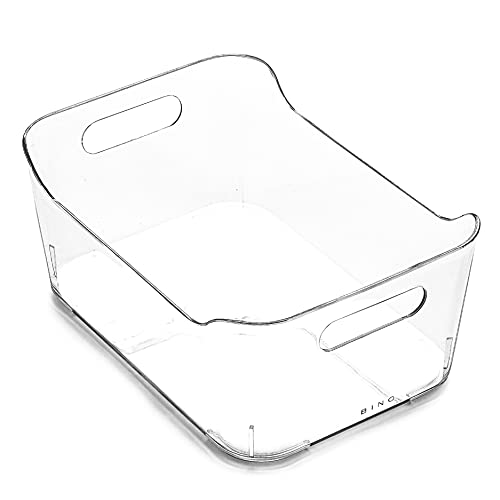BINO Clear Plastic Storage Bin with Handles - Small Organizer for Fridge, Freezer & Pantry