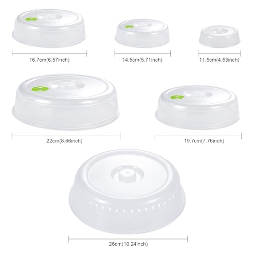 6-Pack Microwave Splatter Covers with Steam Vents – 10" to 4.5"