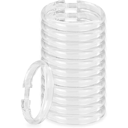Rocky Mountain Goods Clear Plastic Shower Curtain Rings - 12 Pack