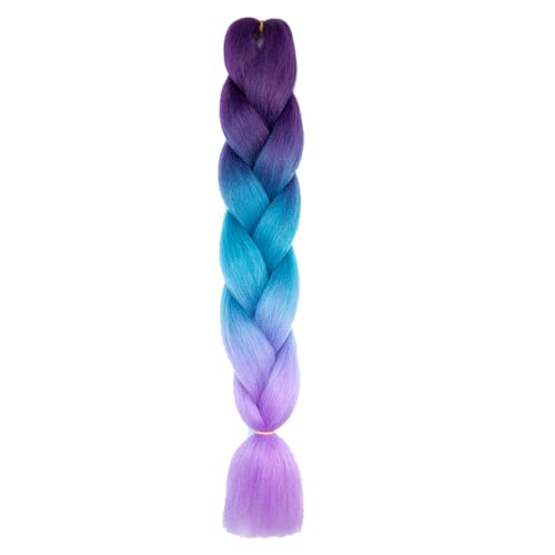 Ombre Purple Braiding Hair Extensions 24 Inch Hot Water Setting