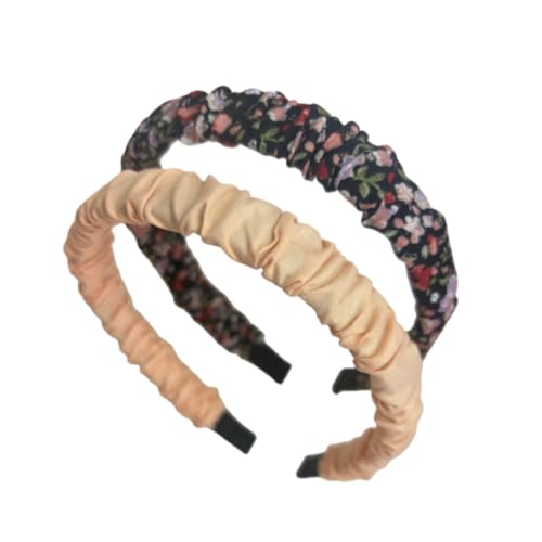 Satin Ruched Headband Set for Women and Girls, Colorful Floral Hair Hoops