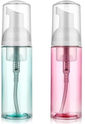 Vesslam 2 Pack Travel Foam Pump Bottle 60ml Clear Plastic Mousse Soap Dispenser