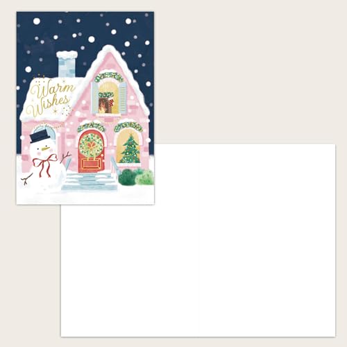 Gooji Vintage Pink House Christmas Card with Envelopes