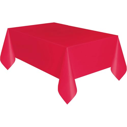 Red Rectangular Plastic Table Cover - 54" x 108" for Events