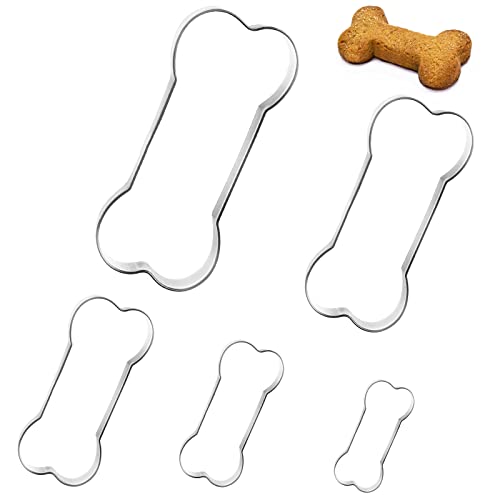 Dog Bone Cookie Cutters - 5-Piece Stainless Steel Set for Kids