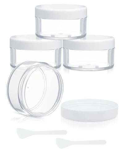 Liobelon 4 Pack 1oz Clear Travel Jars Leak-Proof Containers with Lids and Spoons