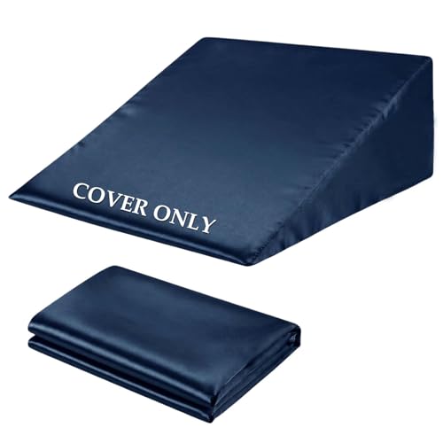 Satin Wedge Pillow Cover with Zipper - 25x25x10 Inch Navy Blue