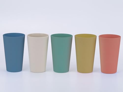 20 oz Wheat Straw Cups - Unbreakable & Eco-Friendly Set of 5 - BPA Free
