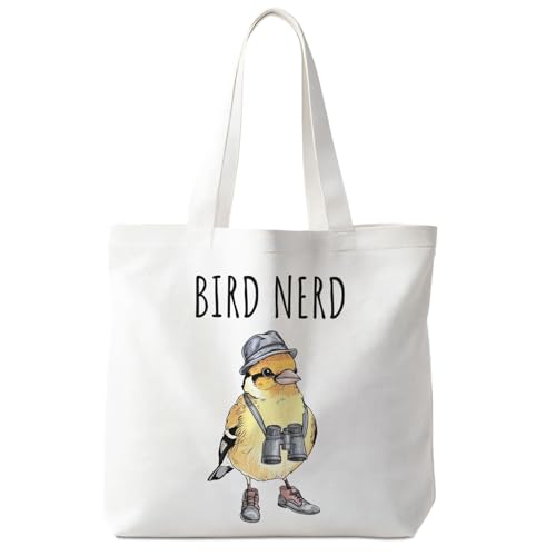Bird Print Canvas Tote Bag - Reusable Polyester Shopping & Grocery Bag