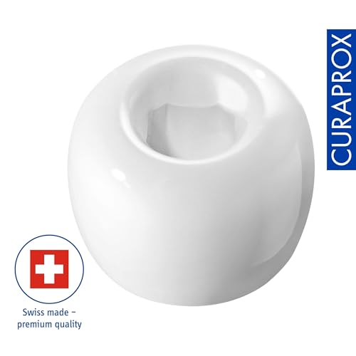 Curaprox White Ceramic Toothbrush Holder - Stylish & Hygienic