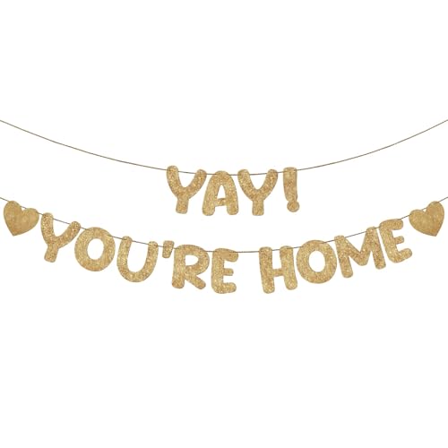Champagne Gold Yay You're Home Banner - Ready to Display