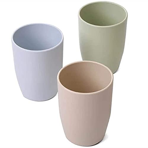 ALINNA Reusable Bathroom Tumbler Cup Set - 400ml Wheat Straw (3 Pack)
