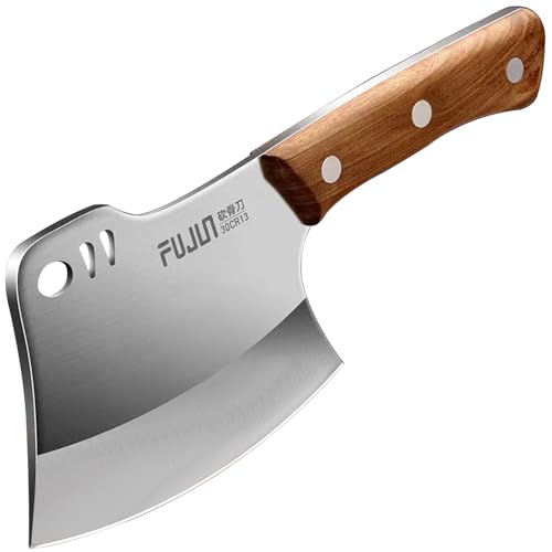 Kvlniqs Heavy Duty Meat Cleaver Axe, Full Tang Stainless Steel Butcher Knife