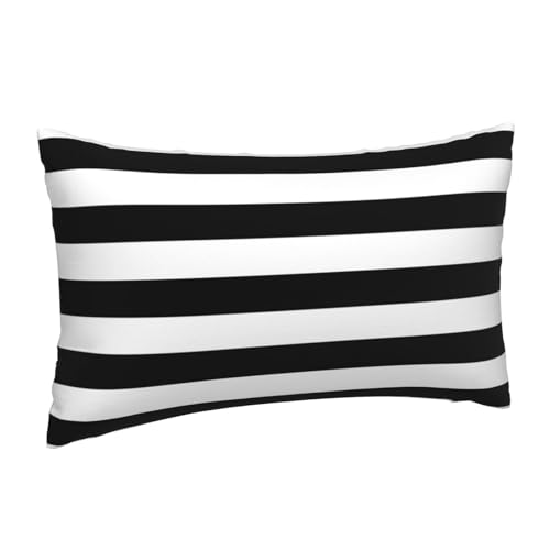 Black and White Stripe Throw Pillow Covers 12x20 in (Set of 2)